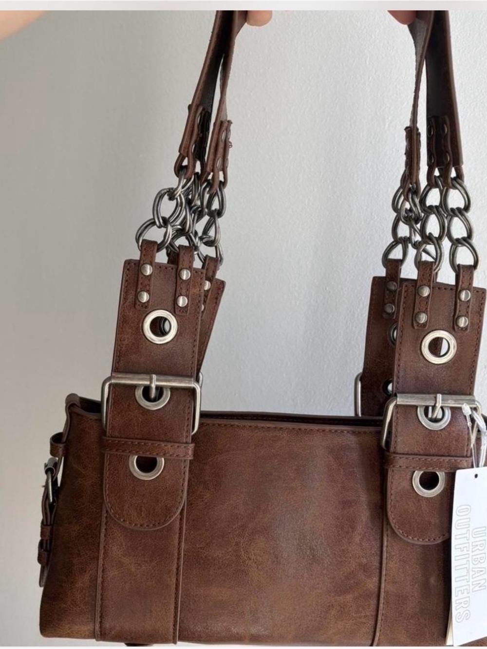 Urban Outfitters Brown Chain-Link Strap Shoulder Bag
